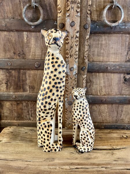 Statuette guépard, statue en bois, statue d'Afrique du Sud