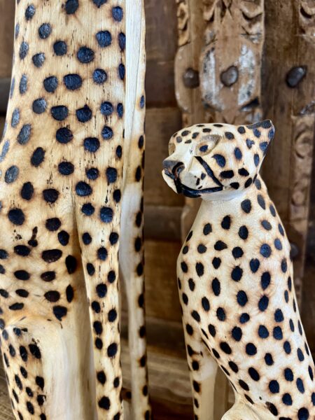 Statuette guépard, statue en bois, statue d'Afrique du Sud