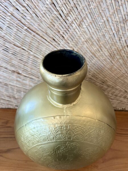 Gourde métal Inde, vase en forme de gourde