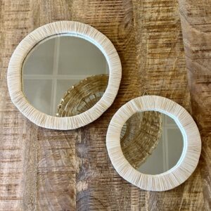 Miroir raphia rond maroc