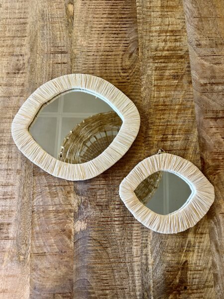 Miroir raphia ovale Maroc