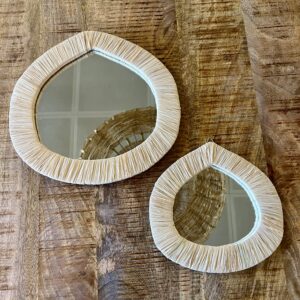 Miroir raphia rond pointu Maroc