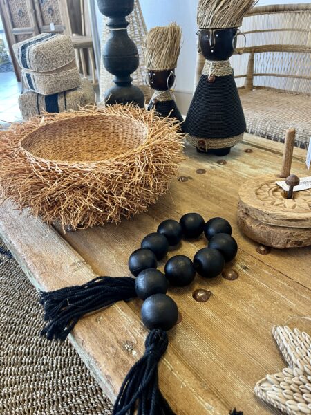 Guirlande billes de bois et pompon