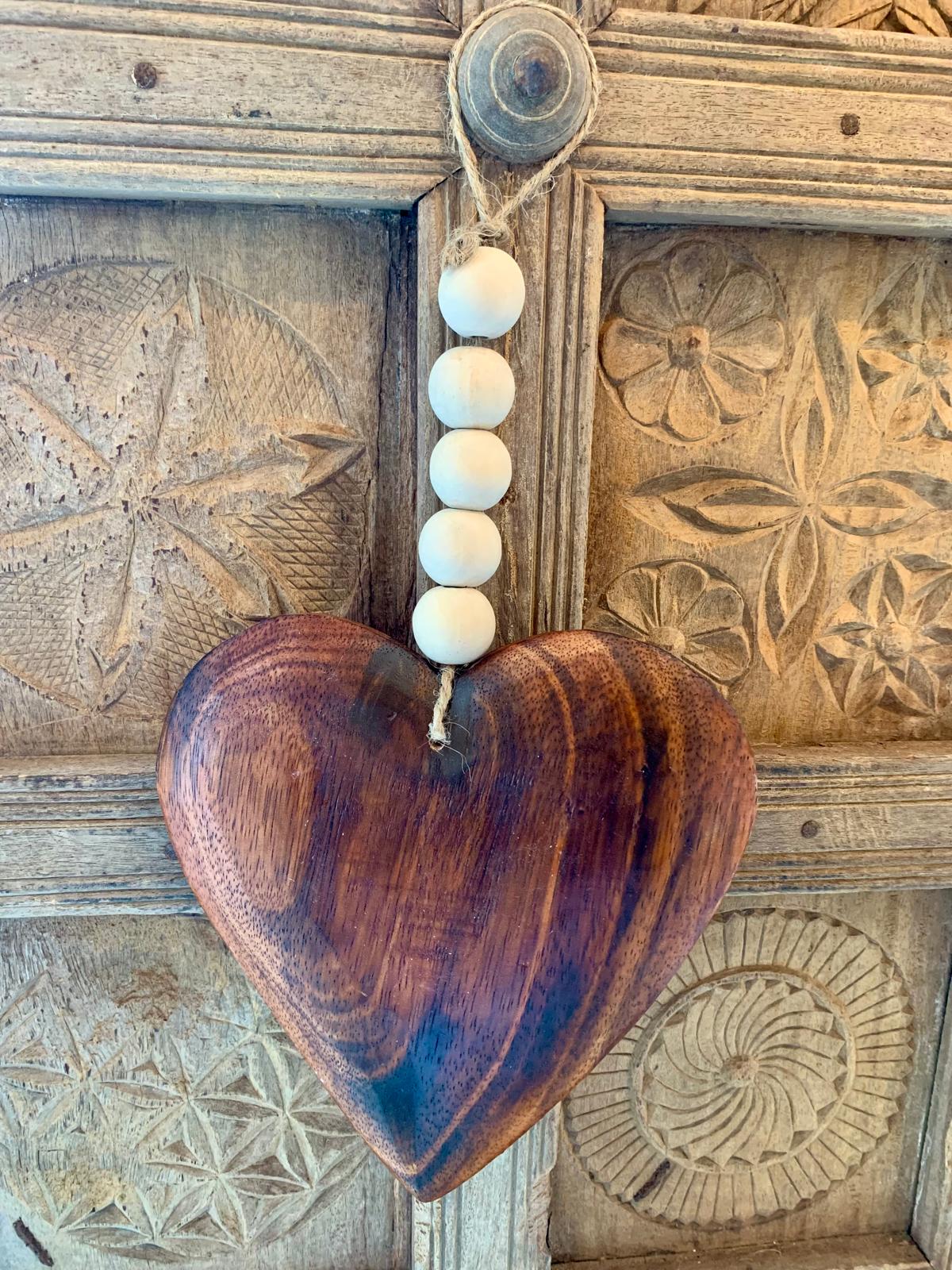 Cœur bois à suspendre