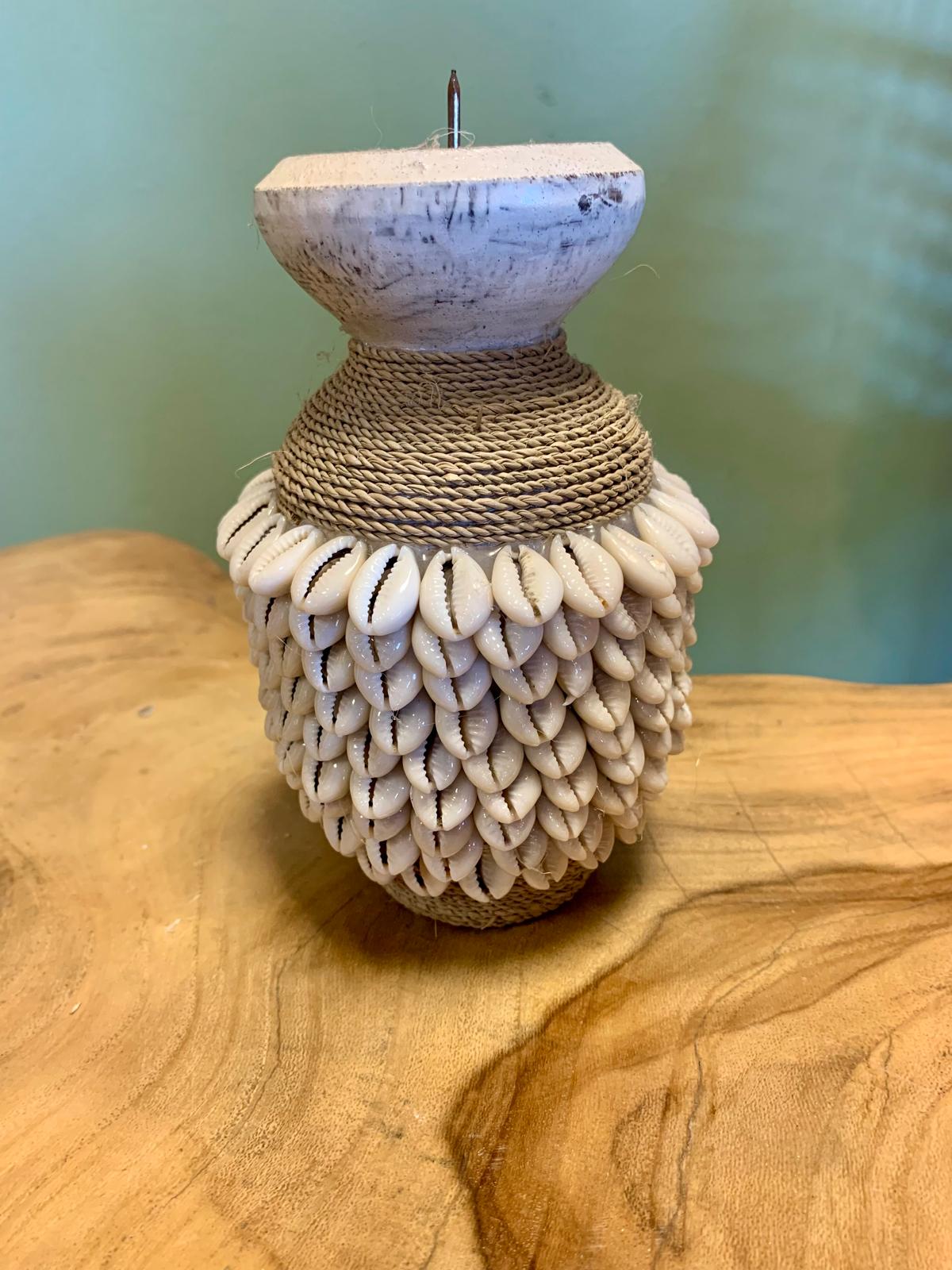 Porte bougie corde & coquillages