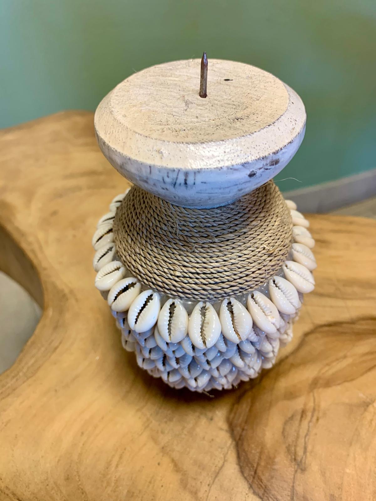 Porte bougie corde & coquillages