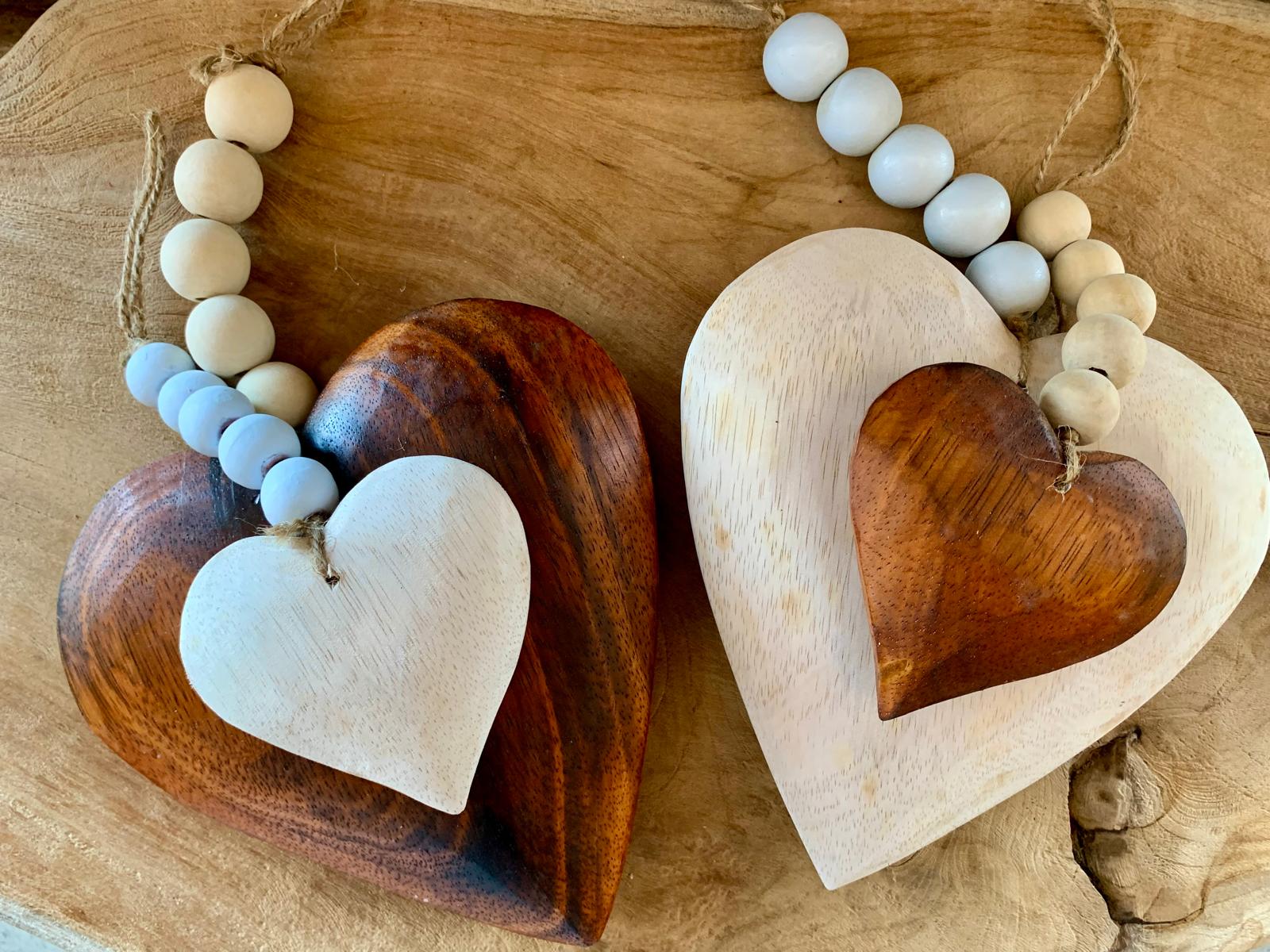 Cœur bois à suspendre
