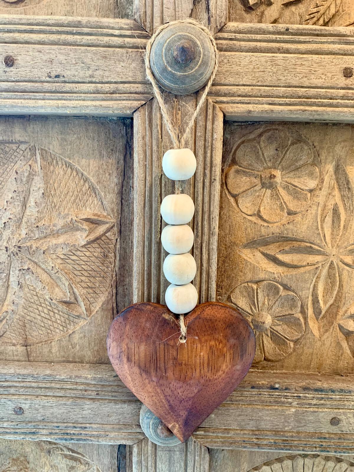 Cœur bois à suspendre