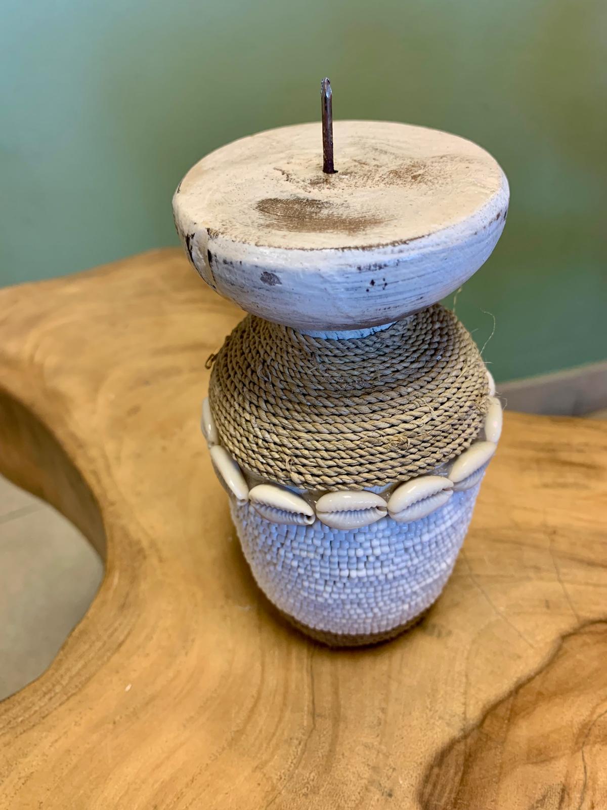 Porte bougie corde & coquillages