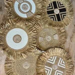 DECO MURALE PAILLE PERLES ET COQ