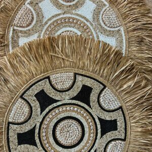 DECO MURALE PAILLE PERLES ET COQ